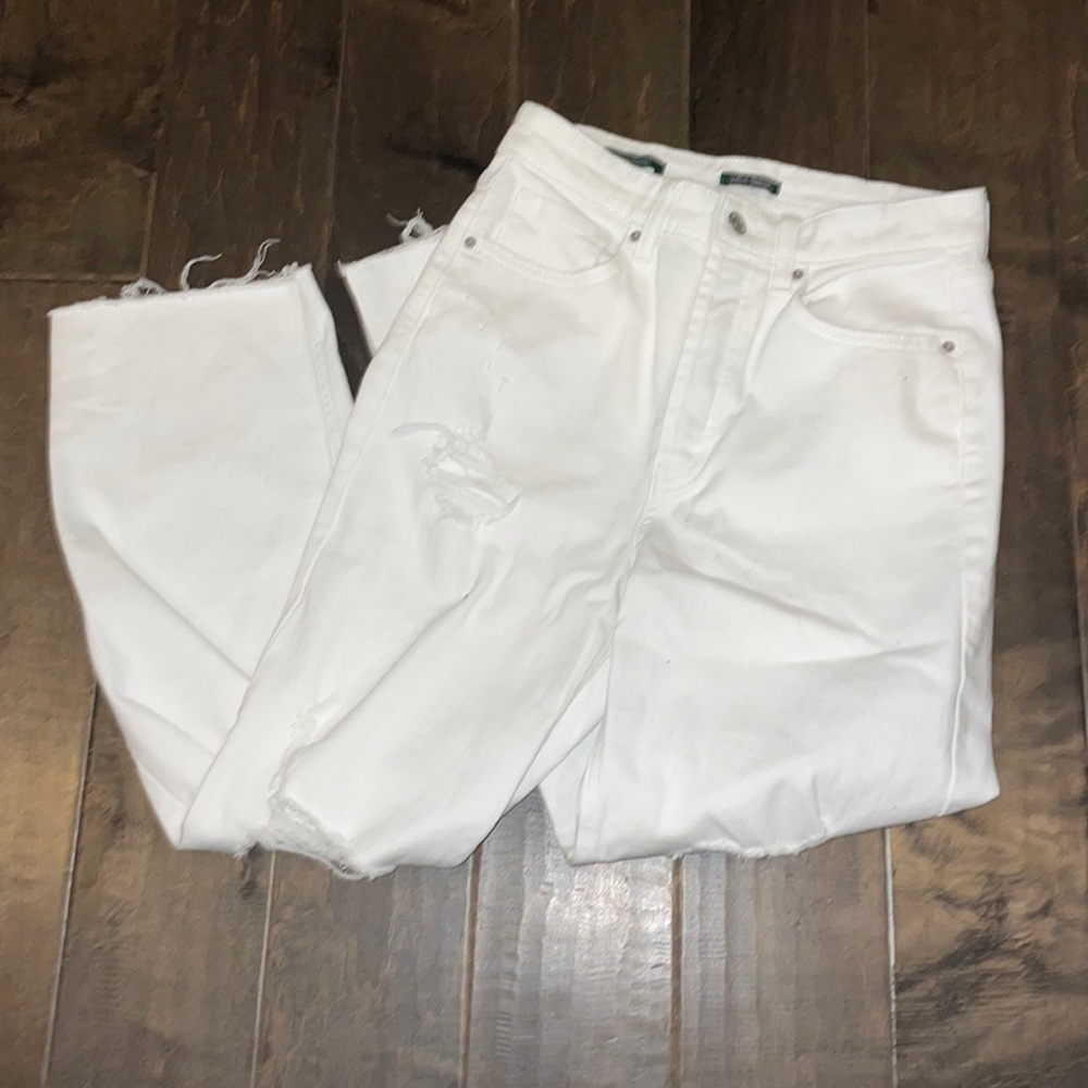 White ripped high waisted jeans